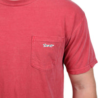 Longshanks Sewn Patch Short Sleeve Pocket Tee in Crimson by Country Club Prep - Country Club Prep