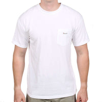 Longshanks Sewn Patch Short Sleeve Pocket Tee in White by Country Club Prep - Country Club Prep