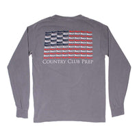 Longshanks Stars and Stripes Long Sleeve Tee Shirt in Grey by Country Club Prep - Country Club Prep