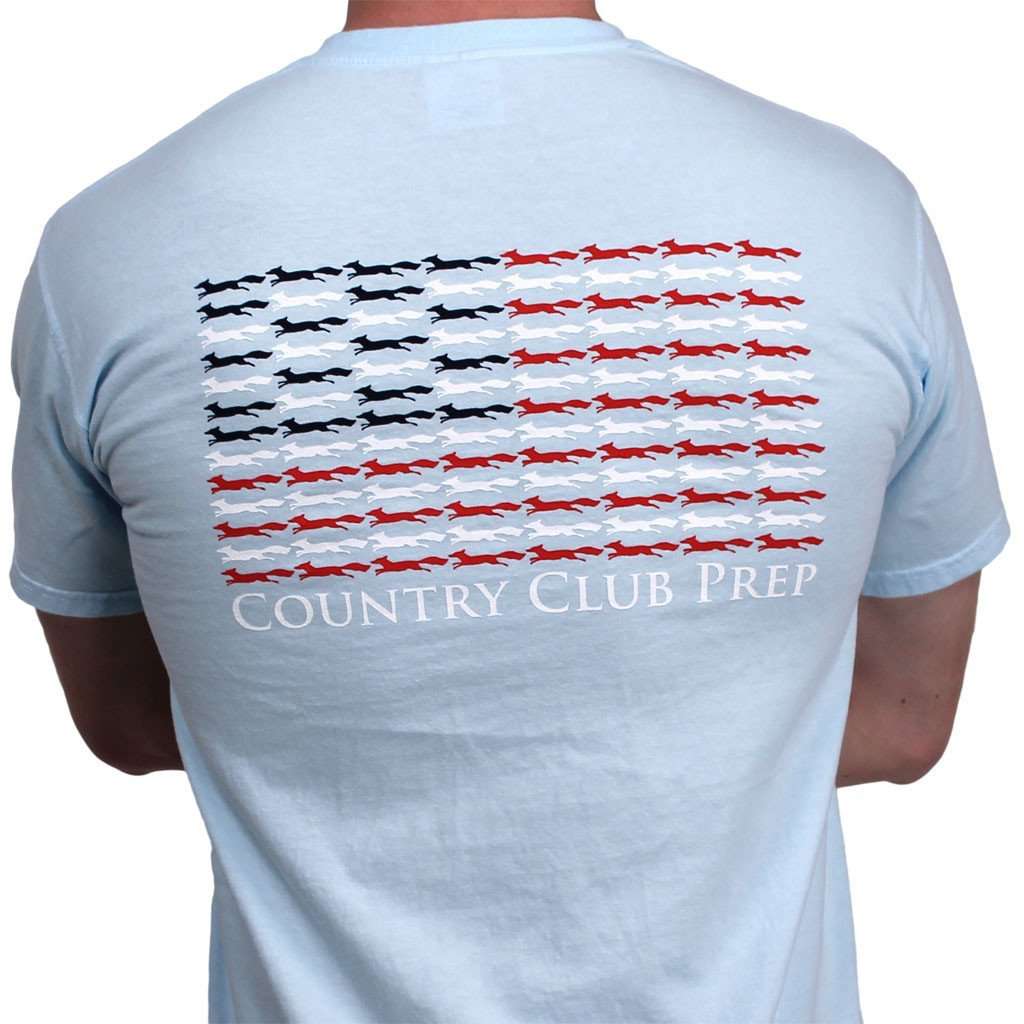 Longshanks & Stripes Tee Shirt in Chambray by Country Club Prep - Country Club Prep