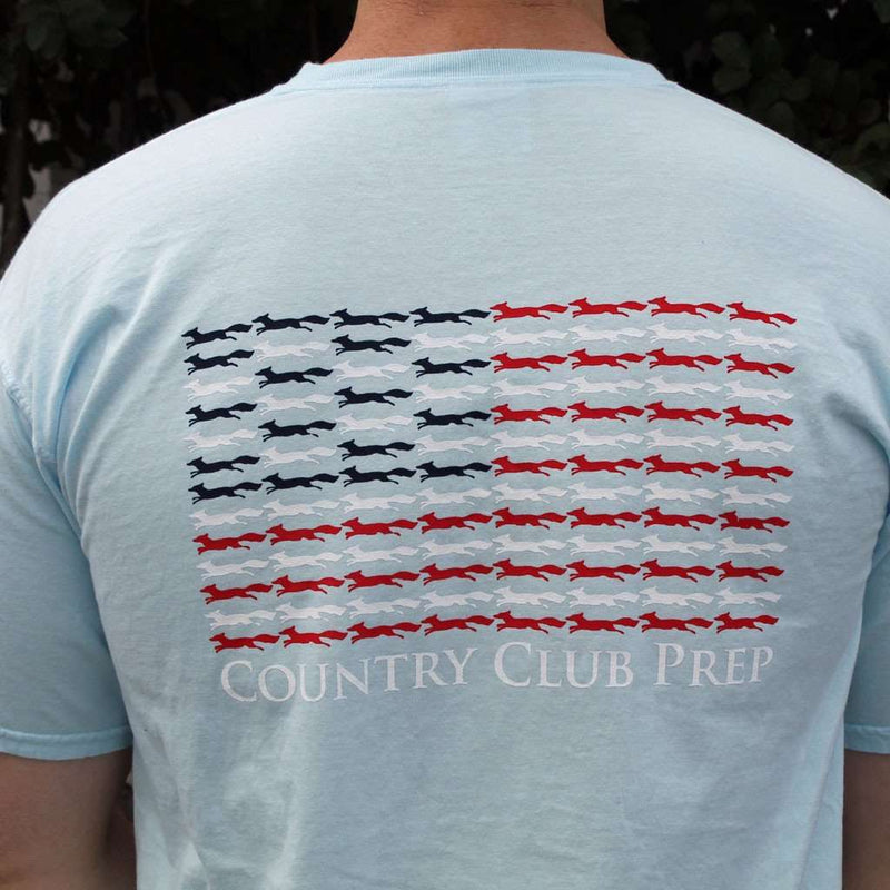 Longshanks & Stripes Tee Shirt in Chambray by Country Club Prep - Country Club Prep