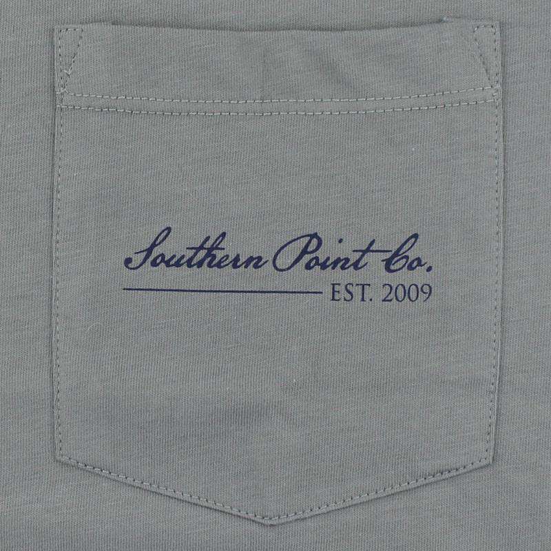 Louisiana SPC State Line Tee in Ocean Grey/Green by Southern Point Co. - Country Club Prep