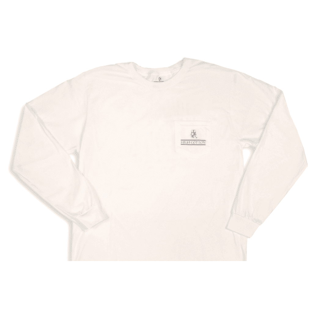 "Made in the South" Long Sleeve Pocket Tee in White by High Cotton - Country Club Prep