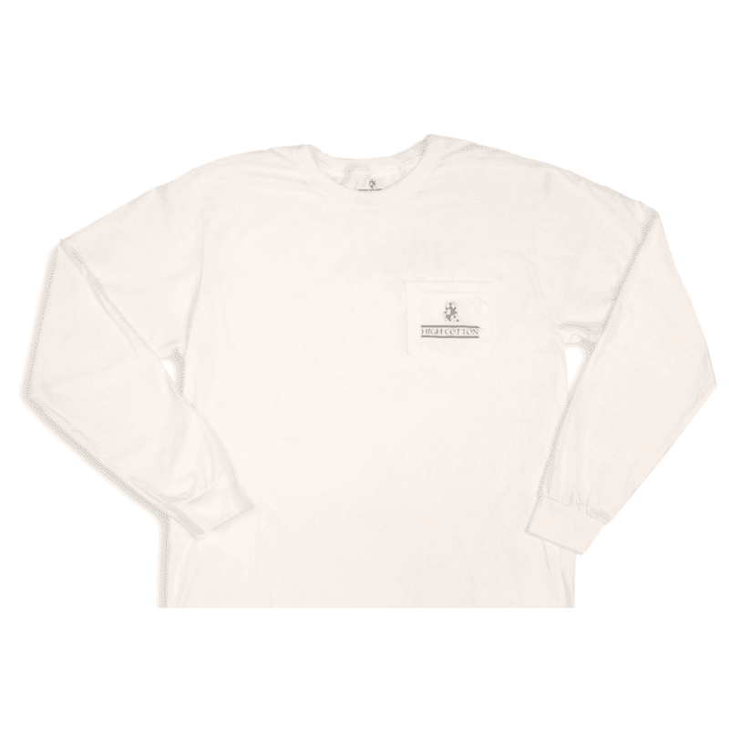 "Made in the South" Long Sleeve Pocket Tee in White by High Cotton - Country Club Prep