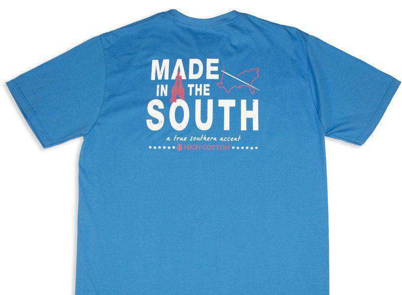 "Made in the South" Pocket Tee in Boardwalk Blue by High Cotton - Country Club Prep