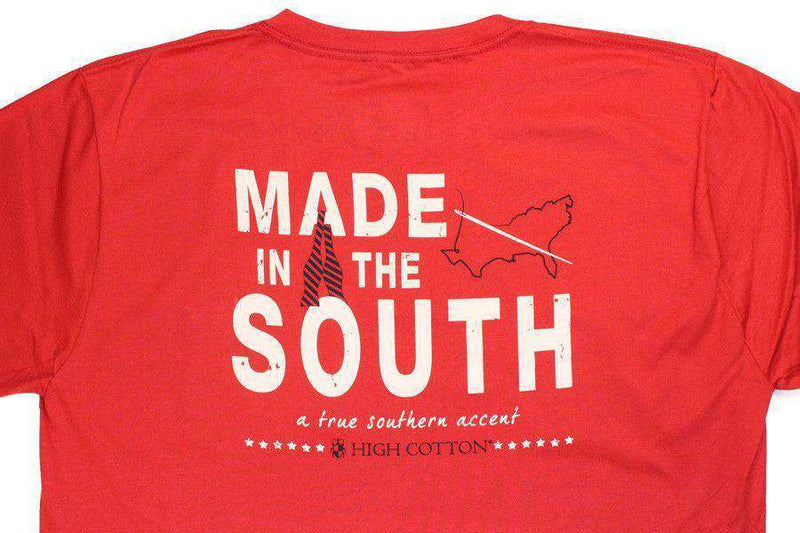"Made in the South" Pocket Tee in Red by High Cotton - Country Club Prep