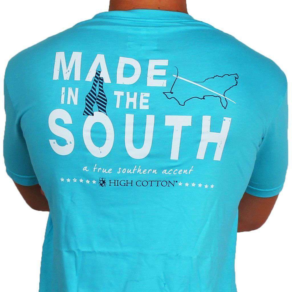 "Made in the South" Pocket Tee in Turquoise by High Cotton - Country Club Prep