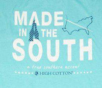 "Made in the South" Pocket Tee in Turquoise by High Cotton - Country Club Prep