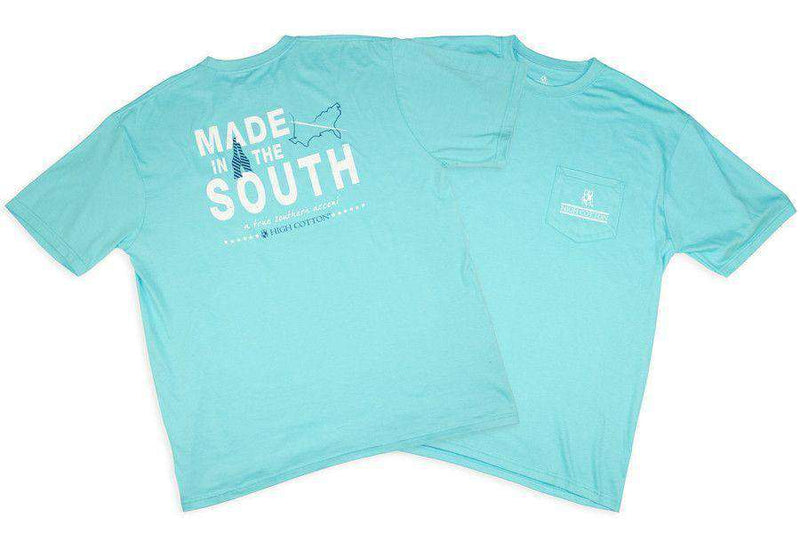 "Made in the South" Pocket Tee in Turquoise by High Cotton - Country Club Prep