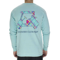 Madras Golf Cart Long Sleeve Tee in Chalky Mint by Country Club Prep - Country Club Prep