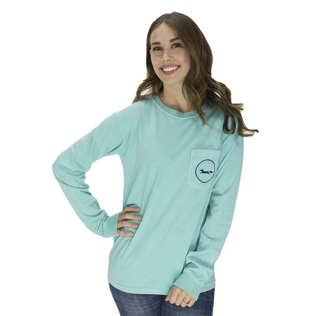 Madras Golf Cart Long Sleeve Tee in Chalky Mint by Country Club Prep - Country Club Prep