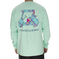 Madras Golf Cart Long Sleeve Tee in Island Reef by Country Club Prep - Country Club Prep