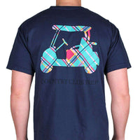 Madras Golf Cart Tee Shirt in Navy by Country Club Prep - Country Club Prep