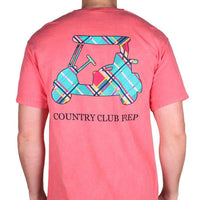 Madras Golf Cart Tee Shirt in Watermelon by Country Club Prep - Country Club Prep
