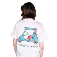 Madras Golf Cart Tee Shirt in White by Country Club Prep - Country Club Prep