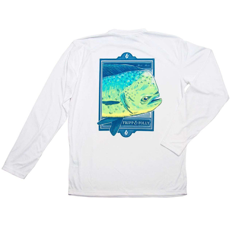 Mahi Close Up Long Sleeve Wicking Tee Shirt in White by Fripp & Folly - Country Club Prep