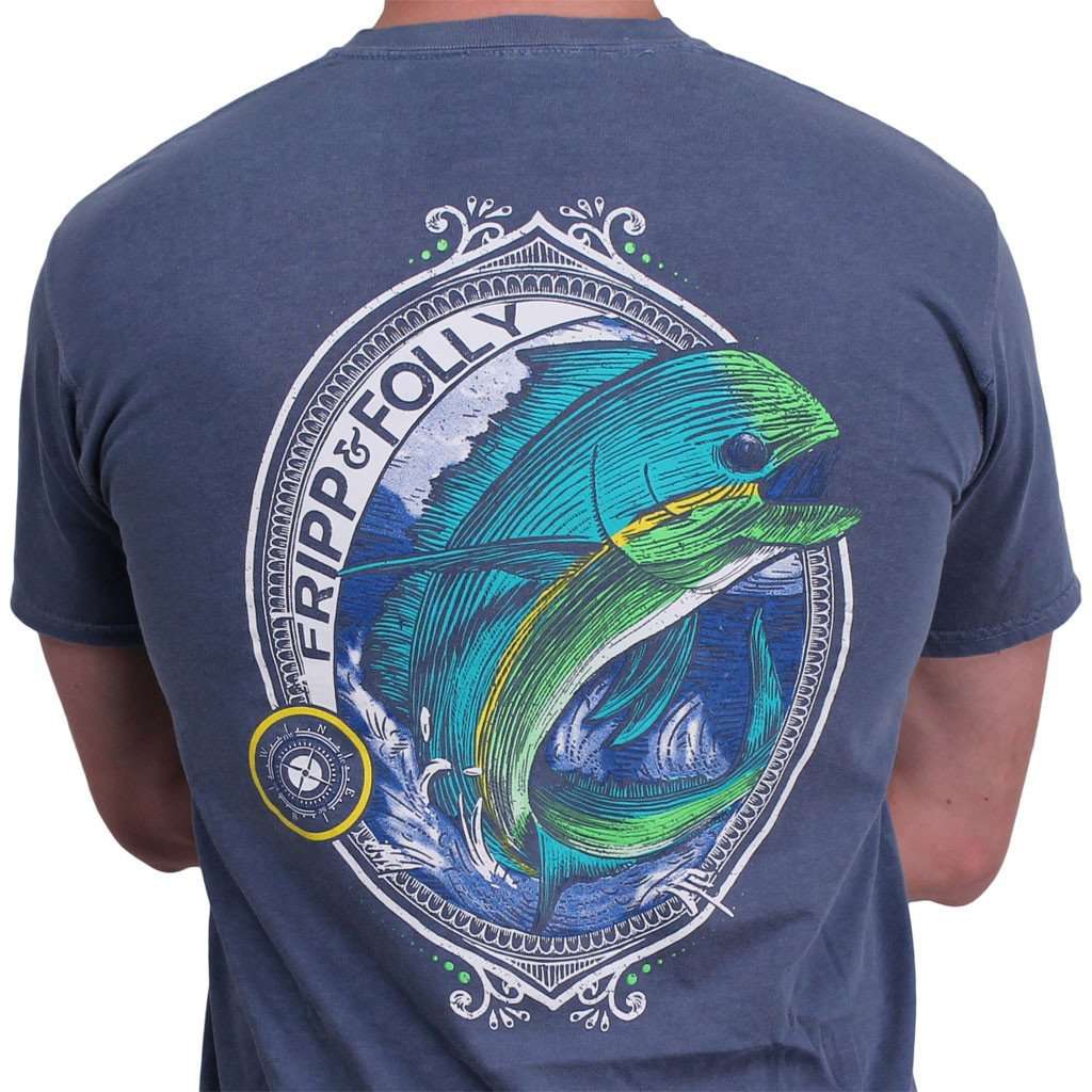 Mahi Mahi Tee in Blue Jean by Fripp & Folly - Country Club Prep