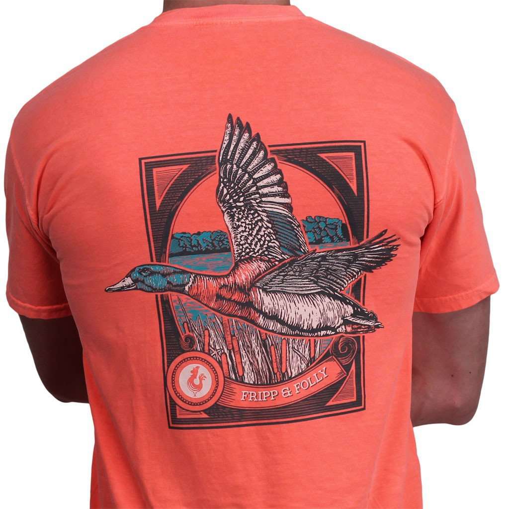 Mallard Tee in Neon Red Orange by Fripp & Folly - Country Club Prep