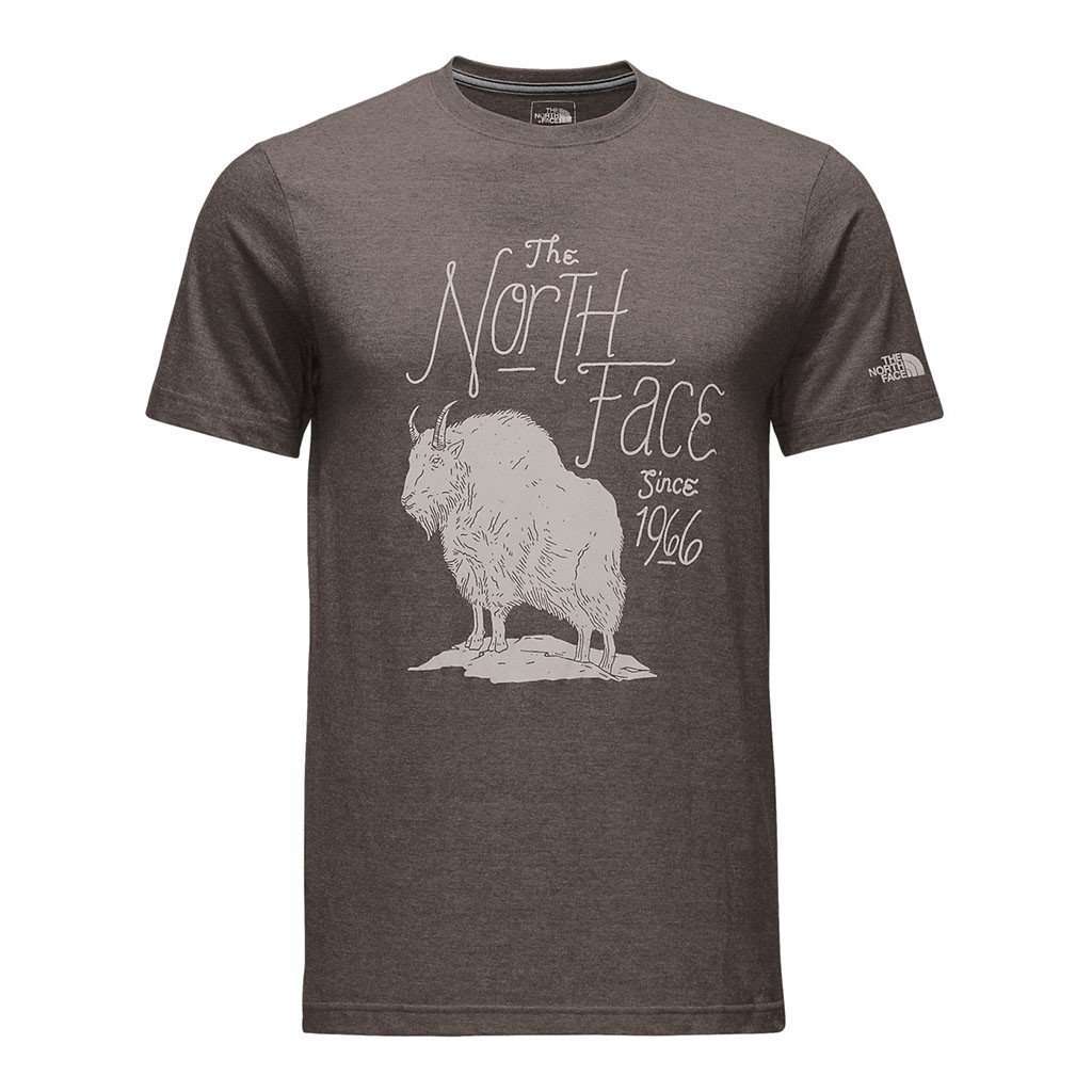 Men's Short Sleeve Billy Goat Tee in Falcon Brown Heather by The North Face - Country Club Prep