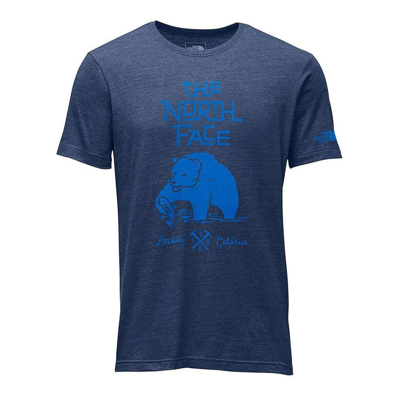 Men's Short Sleeve Grizzly Tri-Blend Tee in Shady Blue Heather by The North Face - Country Club Prep