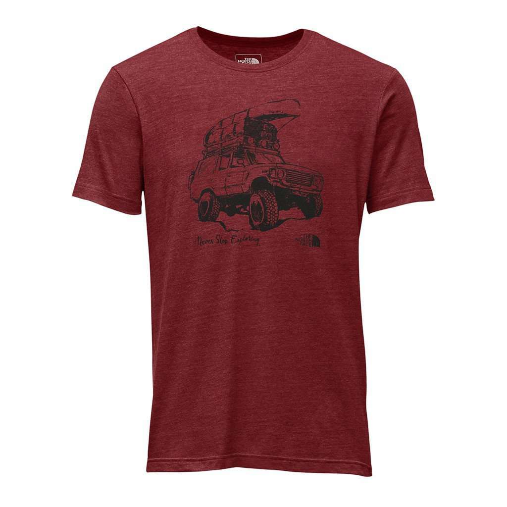 Men's Short Sleeve Off Road Tri-Blend Tee in Cardinal Red Heather by The North Face - Country Club Prep