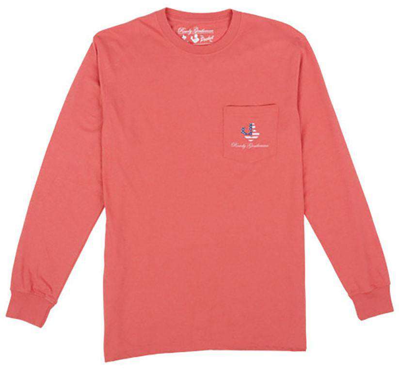 Merica Long Sleeve Pocket Tee in Adobe Red by Rowdy Gentleman - Country Club Prep