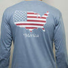 Merica Long Sleeve Tee in Weathered Blue by Rowdy Gentleman - Country Club Prep