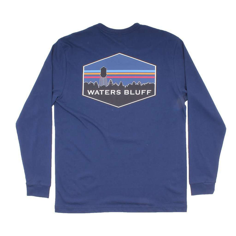 Midnight Tower Long Sleeve Tee in Navy by Waters Bluff - Country Club Prep
