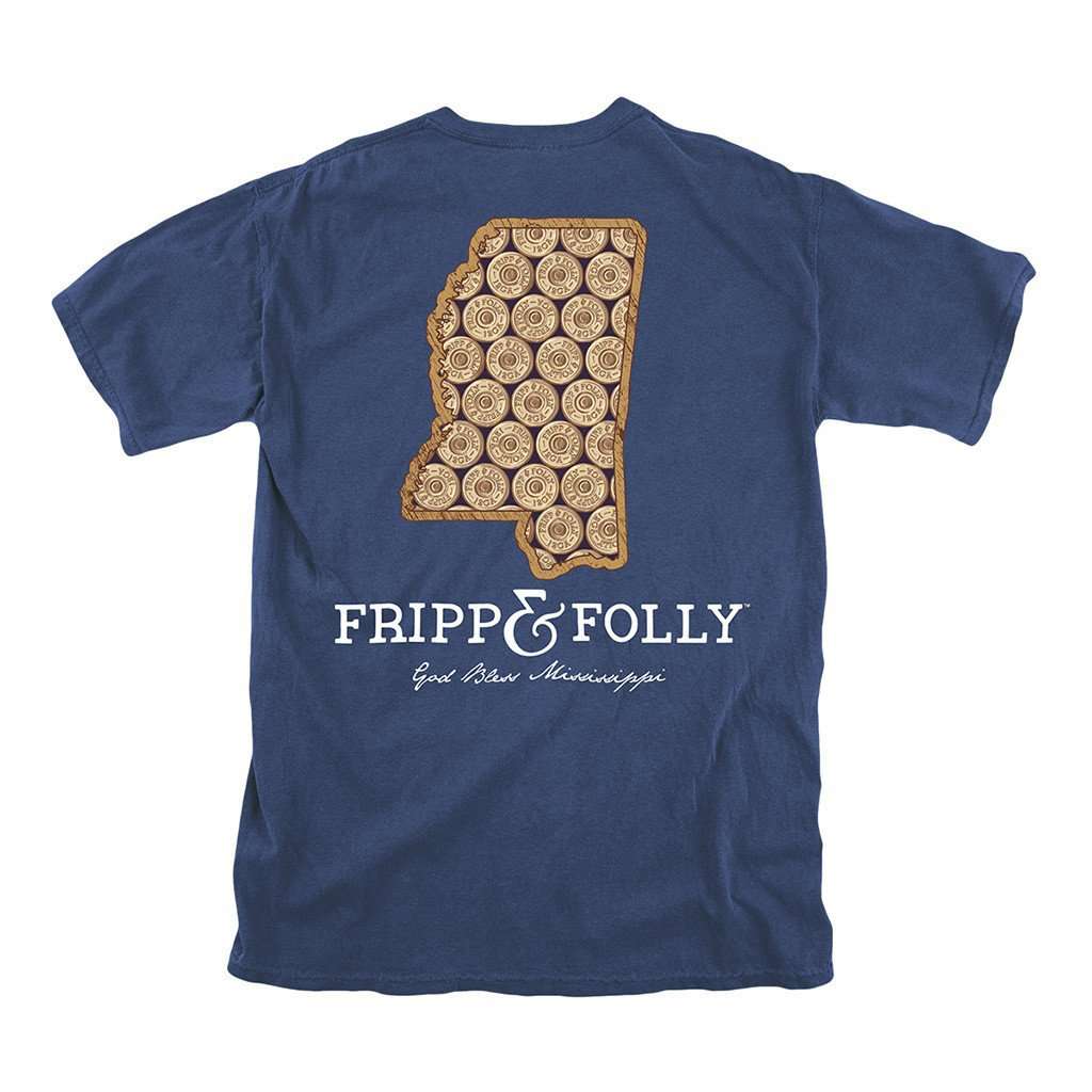 Mississippi Shotgun Shell Tee in True Navy by Fripp & Folly - Country Club Prep
