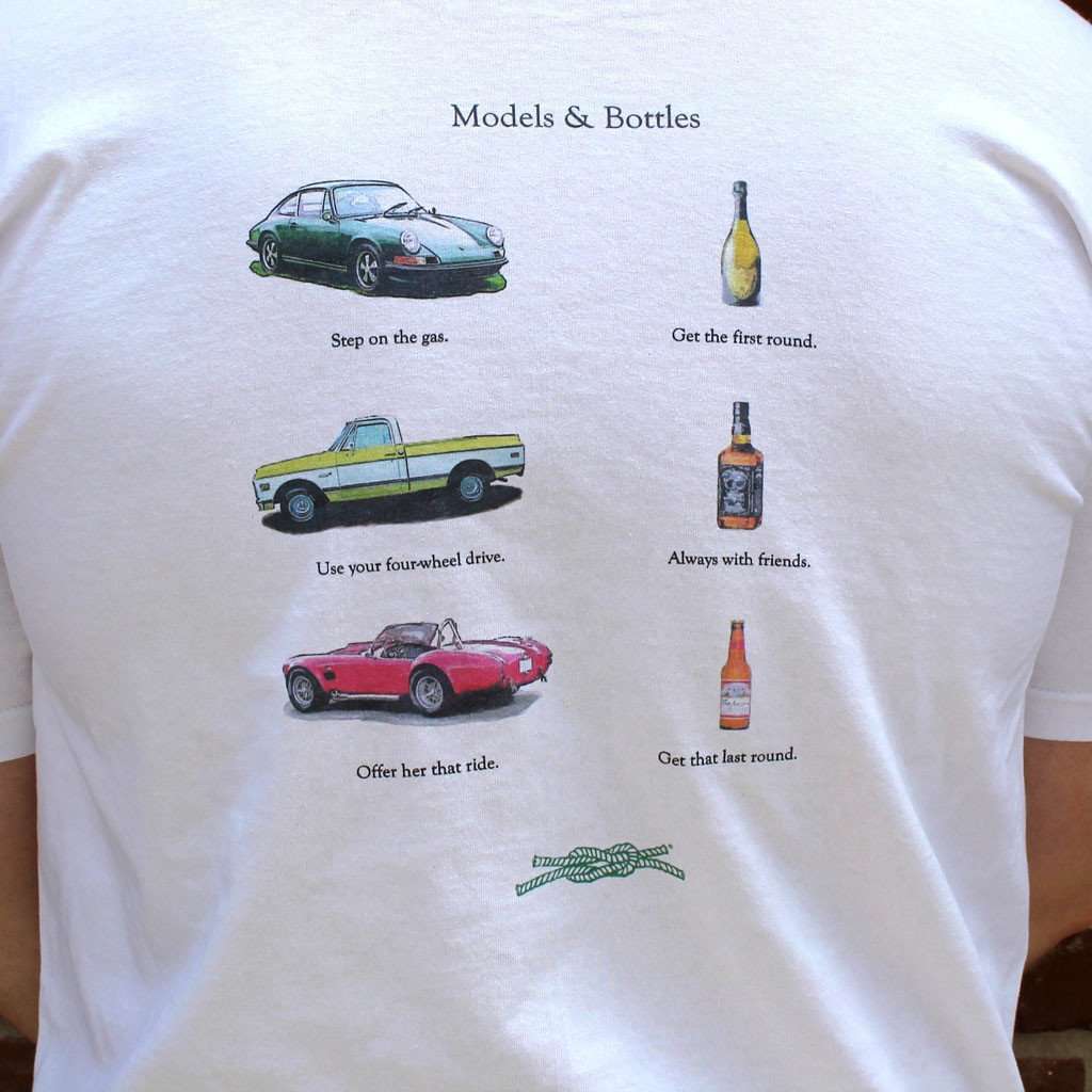 Models & Bottles Pocket Tee in White by Knot Clothing & Belt Co. - Country Club Prep