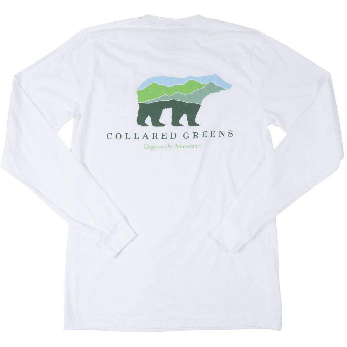 Mountain Bear Long Sleeve Tee in White by Collared Greens - Country Club Prep