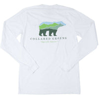 Mountain Bear Long Sleeve Tee in White by Collared Greens - Country Club Prep