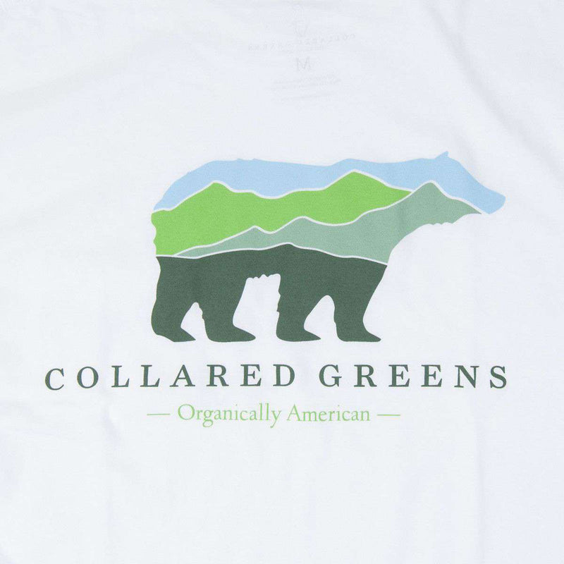 Mountain Bear Long Sleeve Tee in White by Collared Greens - Country Club Prep