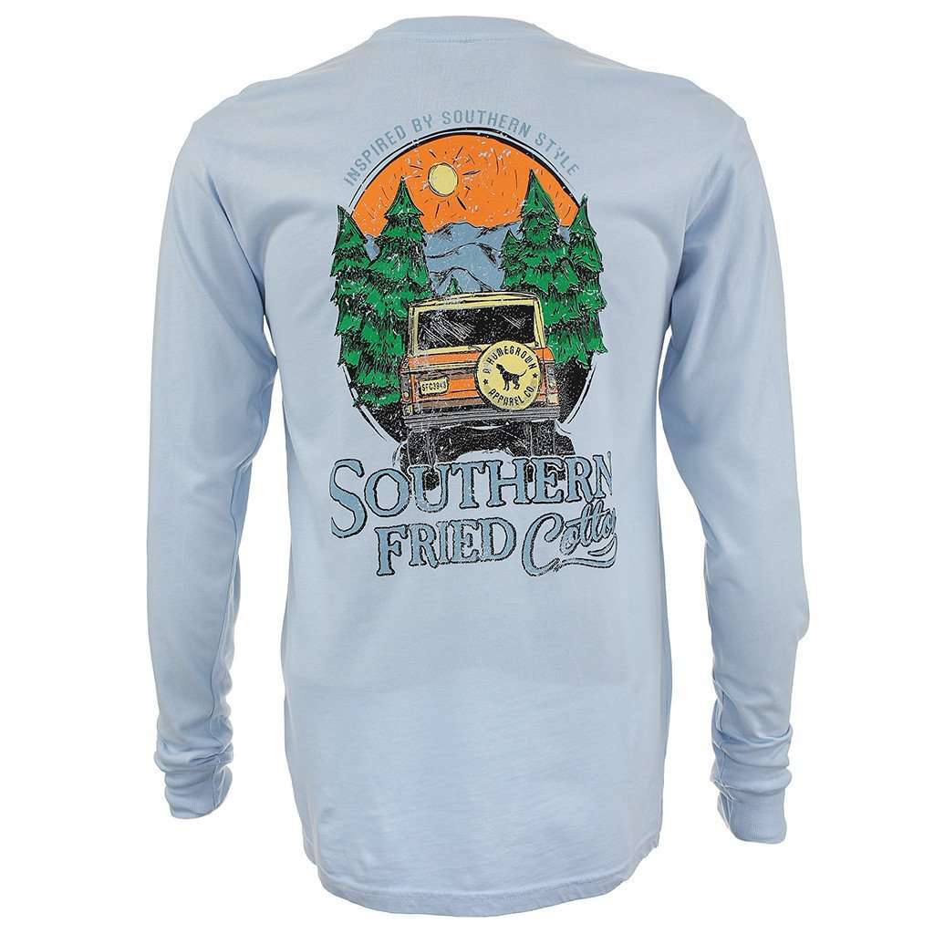 Mountain Calling Long Sleeve Tee Shirt in Chalky Blue by Southern Fried Cotton - Country Club Prep