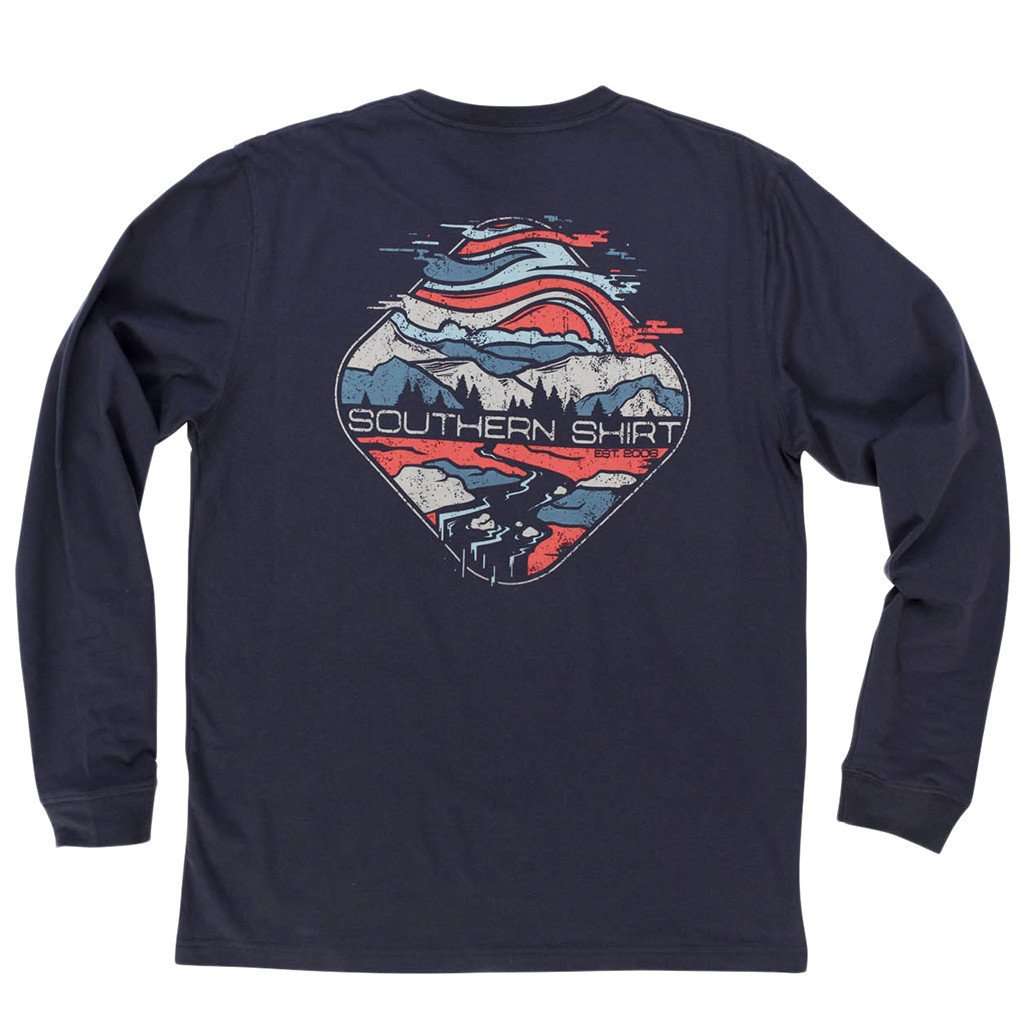 Mountain Daze Long Sleeve Tee Shirt in Indigo by The Southern Shirt Co. - Country Club Prep