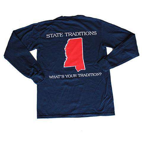 MS Oxford Gameday Long Sleeve T-Shirt in Navy by State Traditions - Country Club Prep