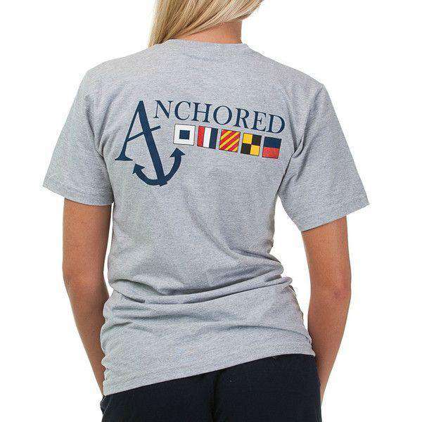 Nautical Flag Pocket Tee Shirt in Grey by Anchored Style - Country Club Prep