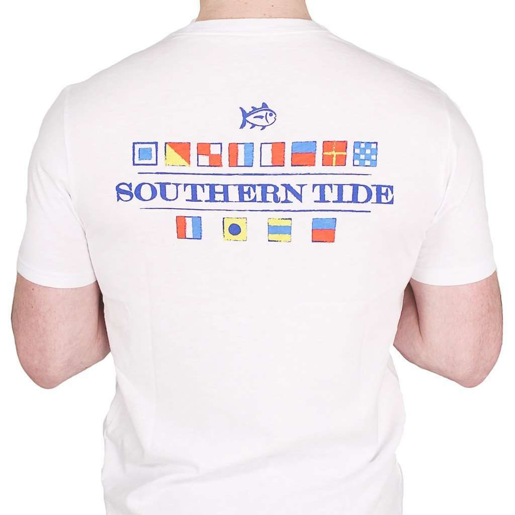 Nautical Flags Tee in White by Southern Tide - Country Club Prep