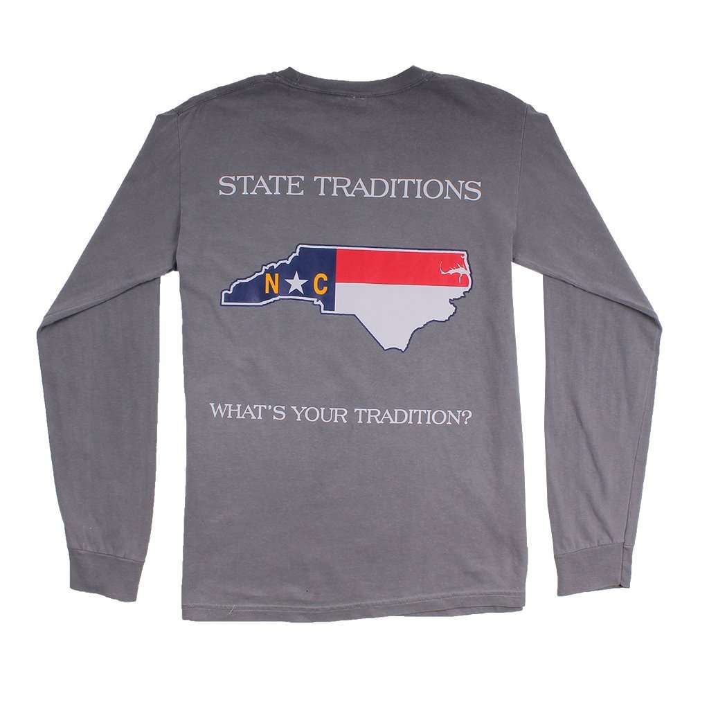 NC Traditional Long Sleeve T-Shirt in Grey by State Traditions - Country Club Prep