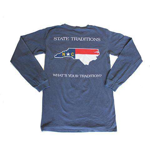 NC Traditional Long Sleeve T-Shirt in Navy by State Traditions - Country Club Prep