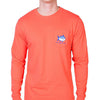 North Carolina Long Sleeve State Tee Shirt in Hot Coral by Southern Tide - Country Club Prep
