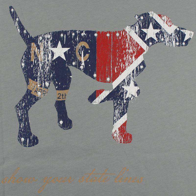 North Carolina SPC State Line Tee in Ocean Grey/Green by Southern Point Co. - Country Club Prep