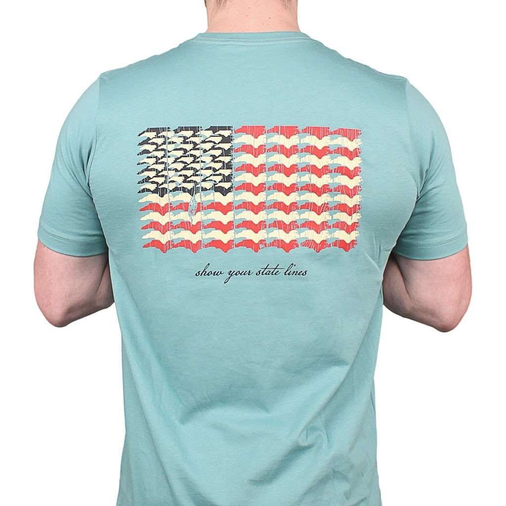 North Carolina SPC State Lines Tee in Ocean Green by Southern Point Co. - Country Club Prep