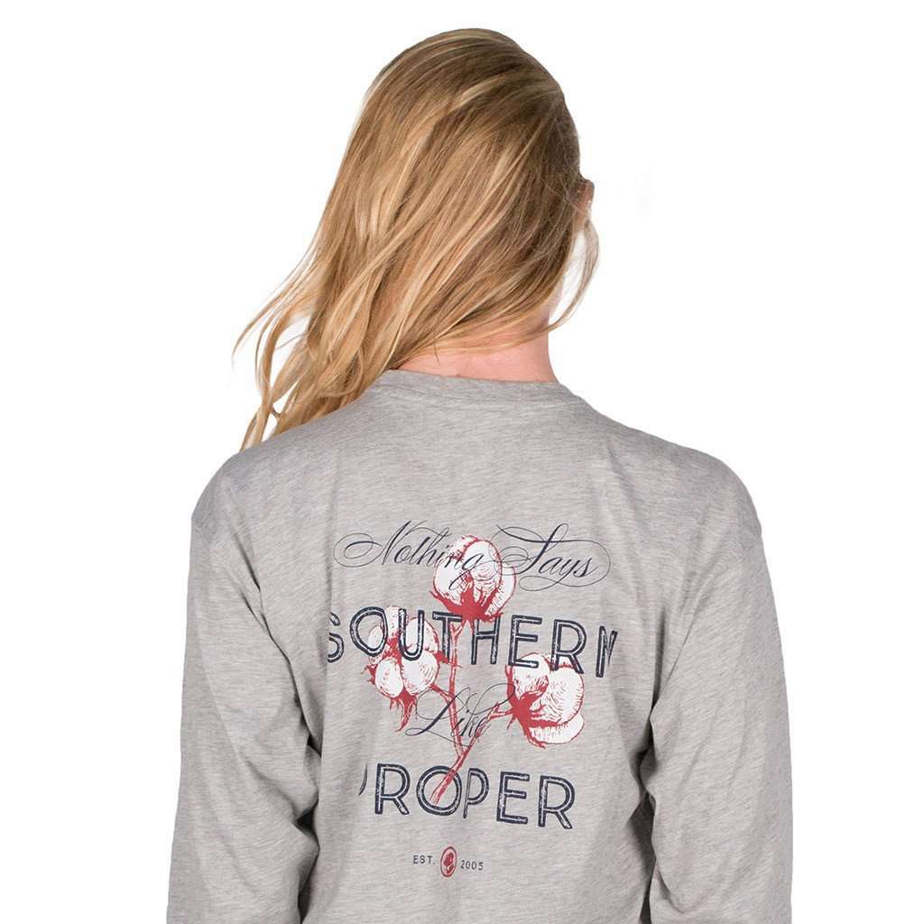 Nothing Says Southern (Like Southern Proper) Long Sleeve Tee in Grey by Southern Proper - Country Club Prep