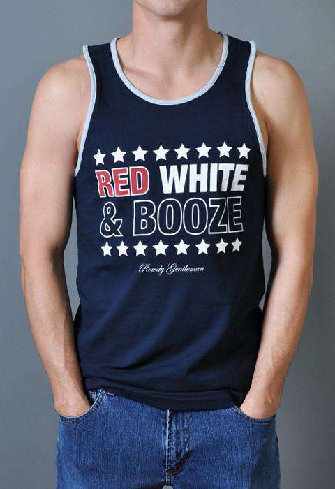 Old Red White & Booze Tank Top in Navy by Rowdy Gentleman - Country Club Prep