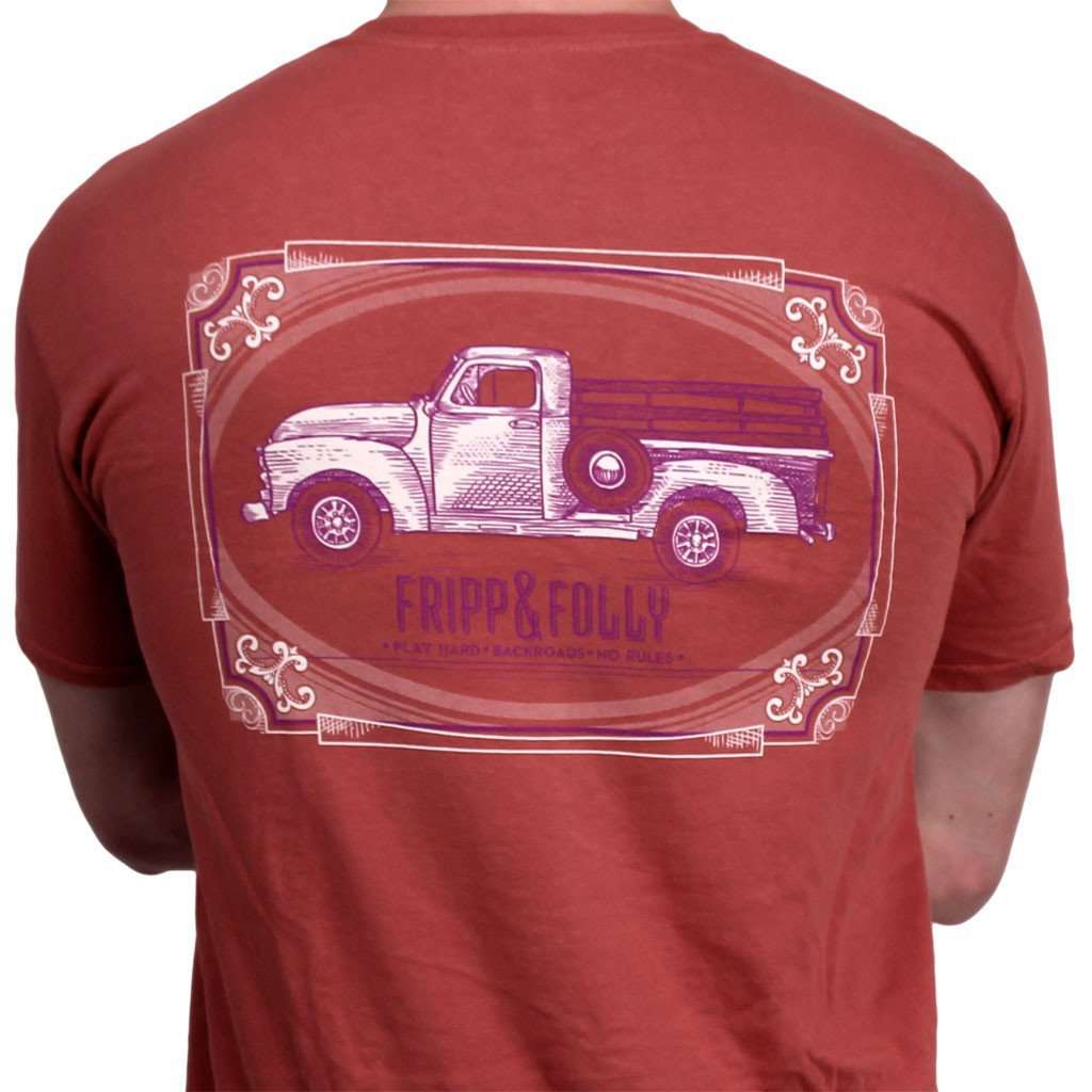 Old Truck Tee in Cumin Red by Fripp & Folly - Country Club Prep