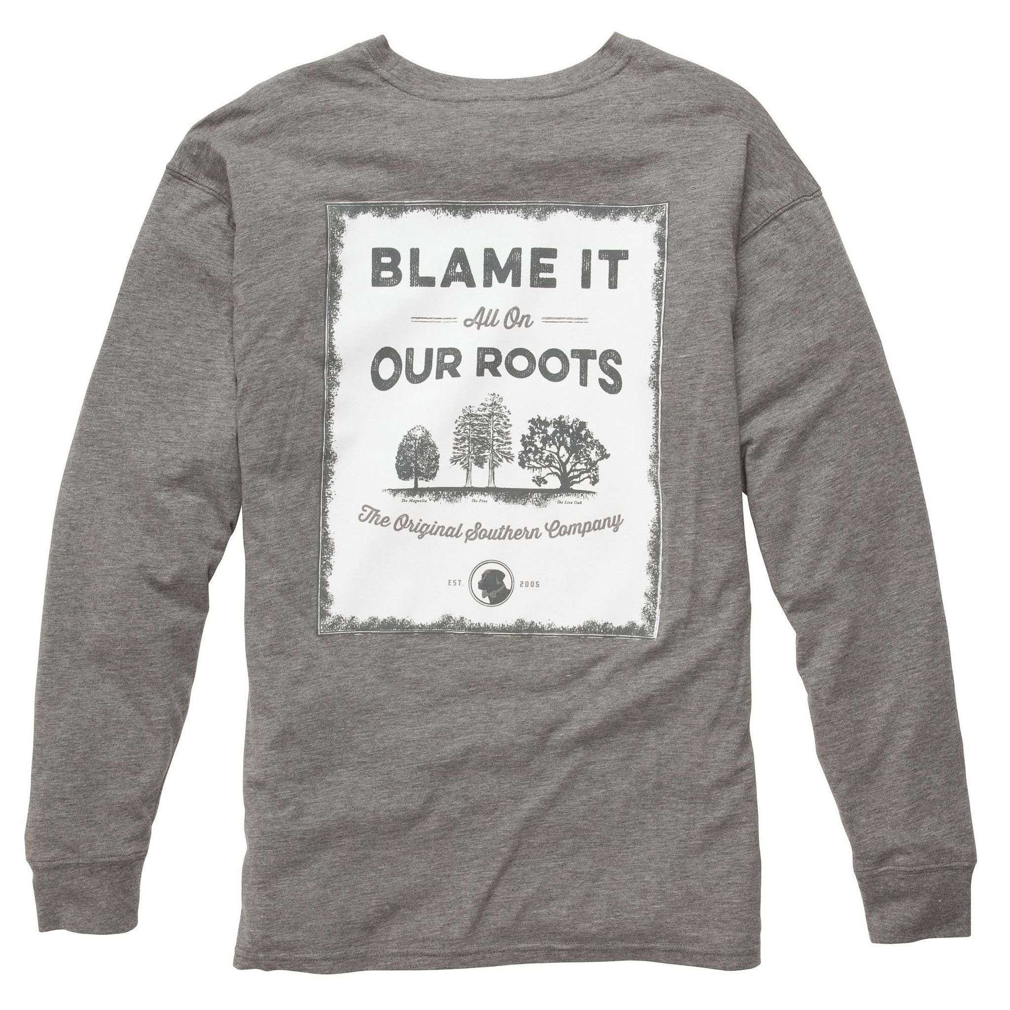 Our Roots Long Sleeve Tee in Heather Grey by Southern Proper - Country Club Prep