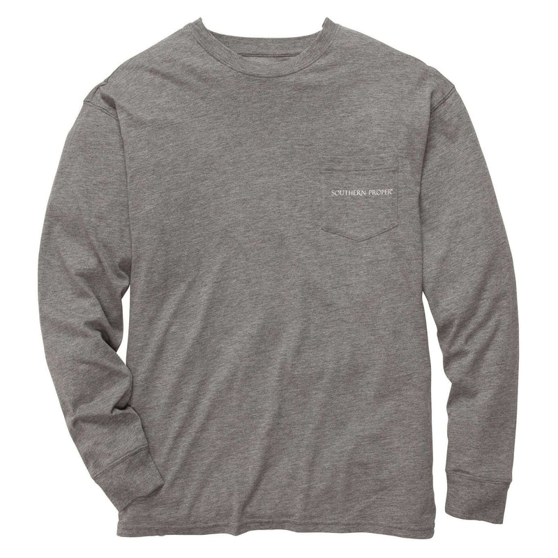 Our Roots Long Sleeve Tee in Heather Grey by Southern Proper - Country Club Prep