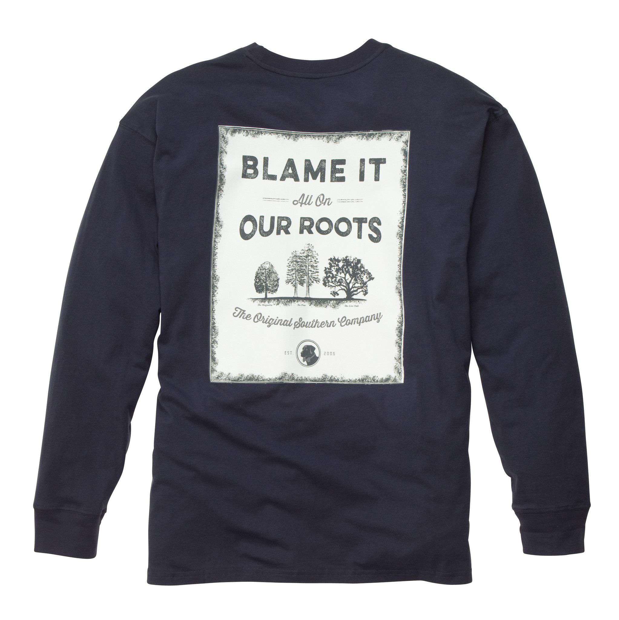 Our Roots Long Sleeve Tee in Navy by Southern Proper - Country Club Prep