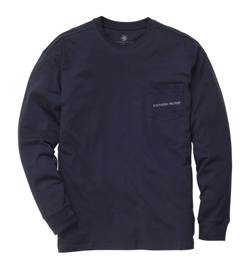 Our Roots Long Sleeve Tee in Navy by Southern Proper - Country Club Prep